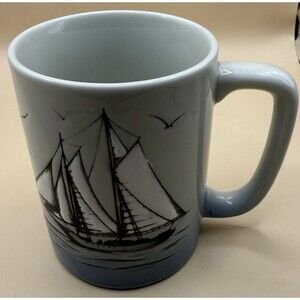 Otagiri Sailboat Coffee Mug 12oz Cup Clipper Nautical Pirate Ship Seagulls